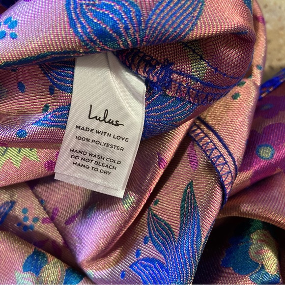 NWOT Lulus Make a Move Blue Satin Floral Jacquard Strapless Midi Dress - Picture 13 of 15